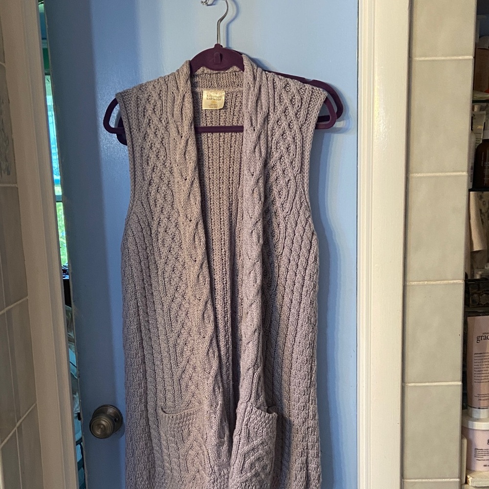Kilronan Knit Wear Cable Wool Cardigan Vest